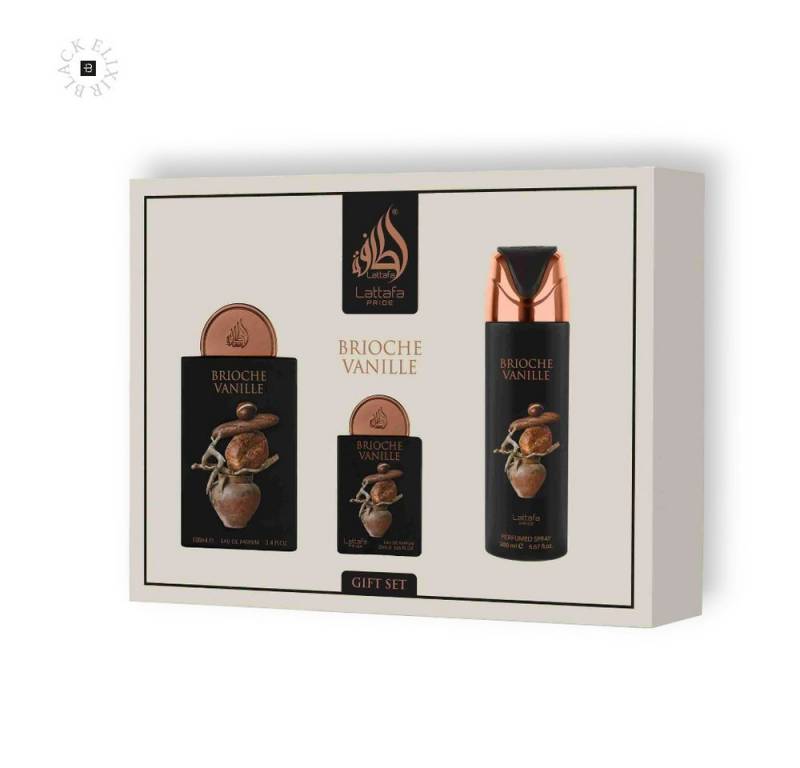 Lattafa Duft-Set Lattafa Brioche Vanille EDP Set 100 ml edp 20 ml edp 200 ml body Spray von Lattafa