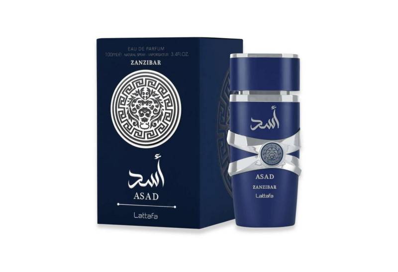 Lattafa Eau de Parfum Asad Zanzibar Eau de Parfum – Sinnlich-würziger Duft mit Vanille &, Kokos – 100 ml – Blumig-Gourmand-Parfum für Männer von Lattafa
