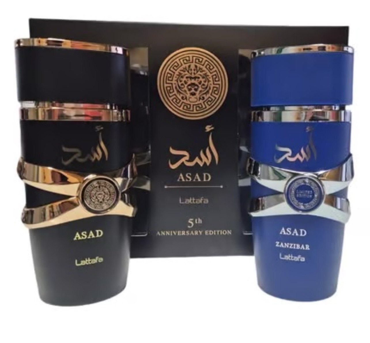 Lattafa Eau de Parfum Lattafa Anniversary Edition Asad & Asad Zanzibar, 2x100ml, Asad Set, 100% Original aus U.A.E, Geschenk Set, Herrenduft von Lattafa