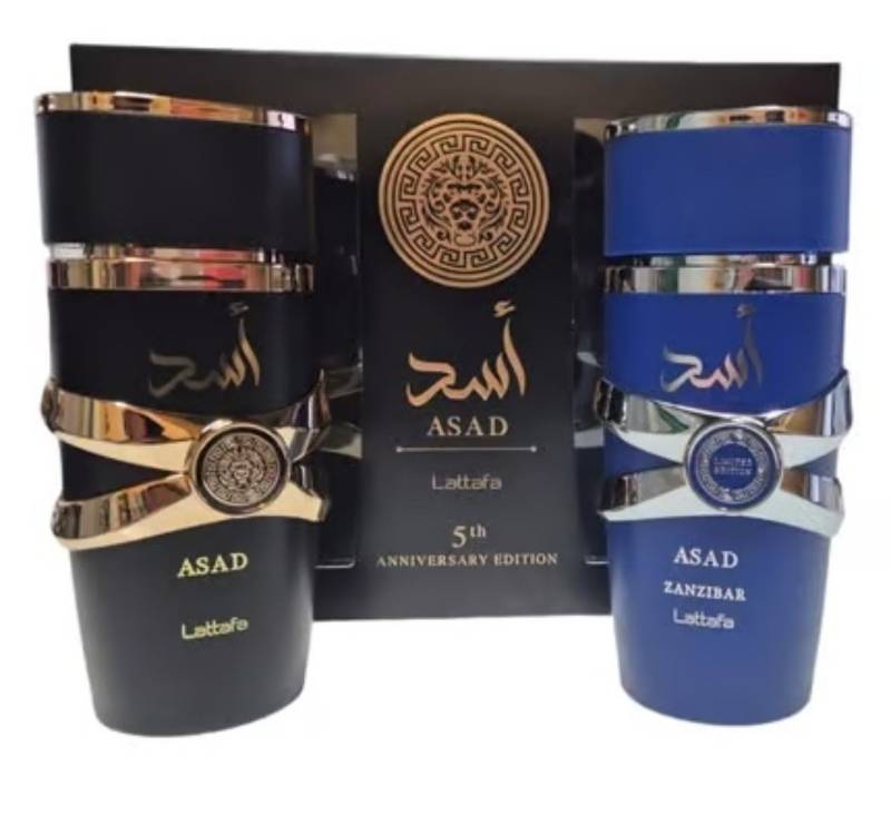 Lattafa Eau de Parfum Lattafa Anniversary Edition Asad & Asad Zanzibar, 2x100ml, Asad Set, 100% Original aus U.A.E, Geschenk Set, Herrenduft von Lattafa