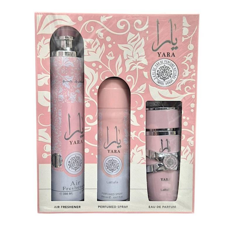 Lattafa Eau de Parfum Lattafa Yara 3 teilig Geschenkset Eau de Parfum Raumduft Deodorant von Lattafa