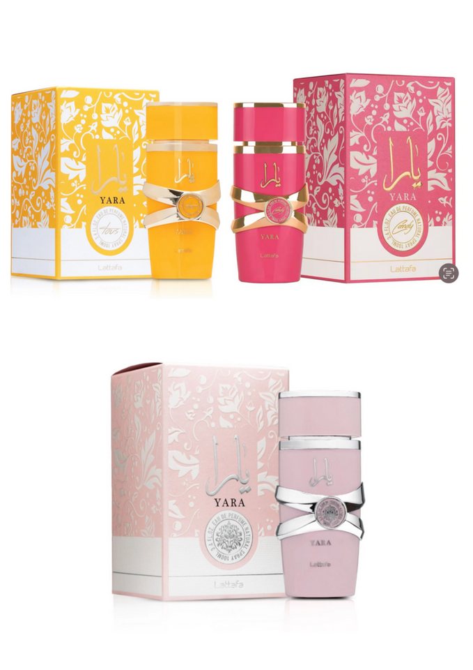 Lattafa Eau de Parfum YARA, Yara Candy & Yara Tous Arabische Damen Parfum 100 Damenduft, Einzigartige Komposition, Lang anhaltend, 100% Original von Lattafa