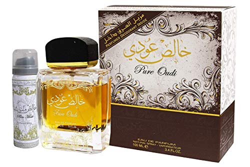 Pure Oudi (Khalis Oudi) 100 ml Edp Spray von Lattafa Nut Meg Agar Wood + gratis Deo Inside von Lattafa