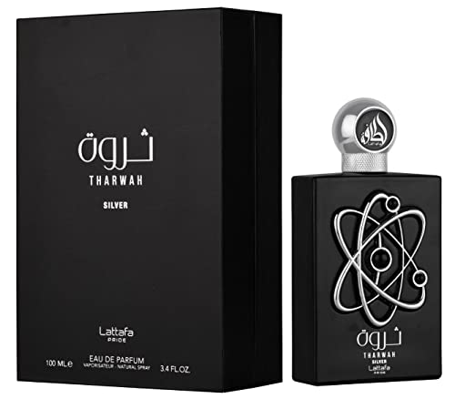 Tharwah Silver EDP-100 ml | Minze, Bergamotte, Muskatsalbei, Lavendel, Zedernholz, Moschus, Vetiver, Jasmin | von Lattafa Parfums von Lattafa