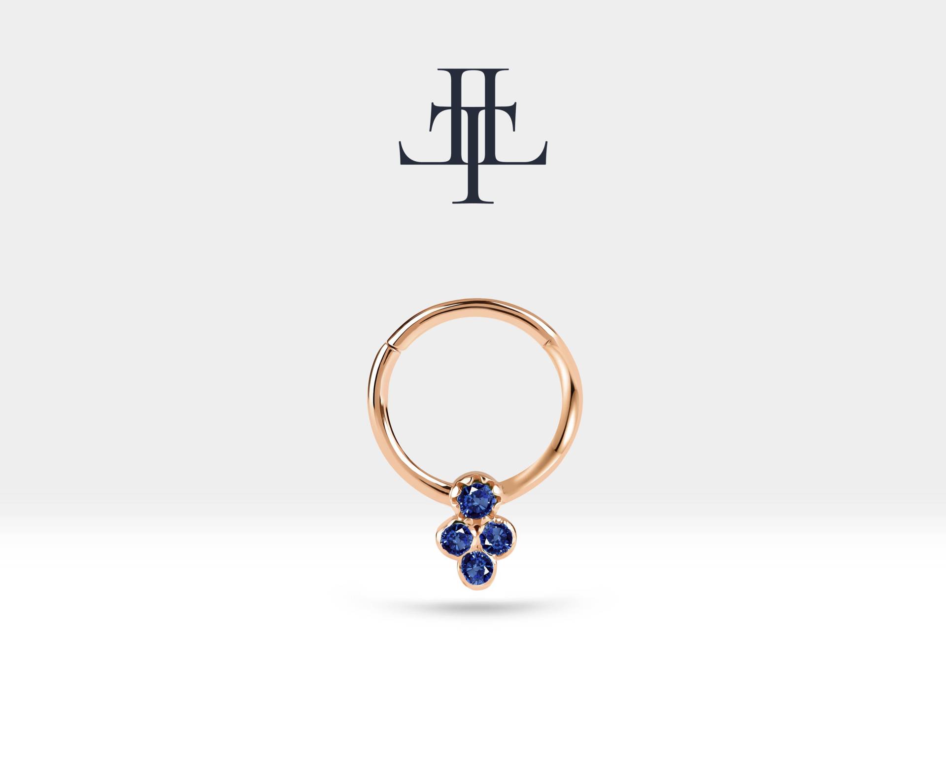 Knorpelohrring, Grapevine Sapphire Clicker, Einzelohrring, 14K Gelb-Weiß-Rose Massivgold, 16G | 1, 20 Mm, 10-12 Mm Außen | Lc00013S von Latualucejewelry