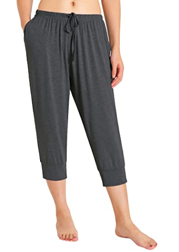 Latuza Damen Bambus Viskose Jogger Capri Pyjama Lounge Hose, Dunkel_Grau, X-Large von Latuza