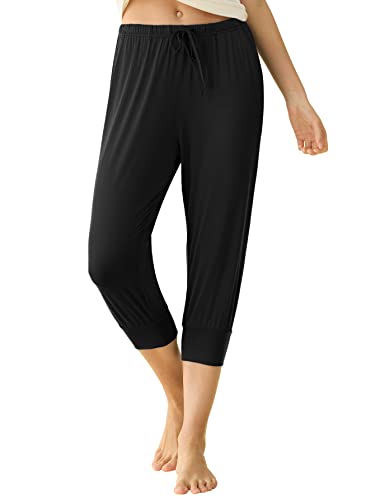 Latuza Damen Bambus Viskose Jogger Capri Pyjama Lounge Hose, Schwarz, X-Large von Latuza