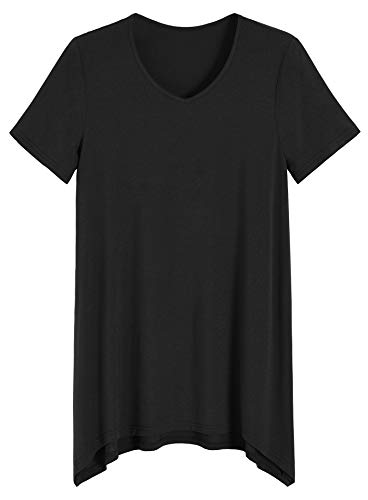 Latuza Damen Bambus Viskose Loungewear Kurzarm Tunika T-Shirt, Schwarz, Klein von Latuza