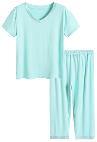 Latuza Damen Nachtwäsche Tops Mit Hosen Pyjama Sets Capri X-Large Grün von Latuza