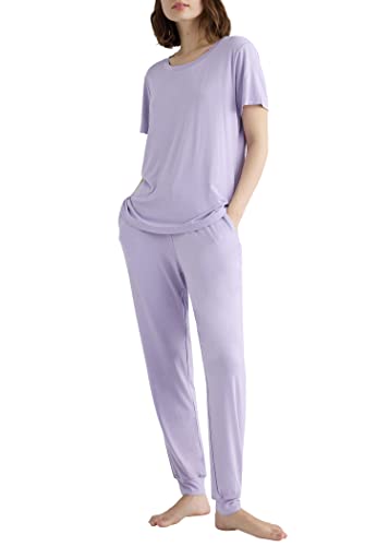 Latuza Damen Petite Pyjama Set Bambus Viskose Petite Länge Nachtwäsche, Purpur, L Petite von Latuza