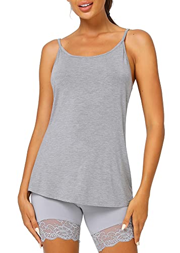 Latuza Damen Viskose Cami Pyjama Top Spaghettiträger Tank Top, Hellgrau, X-Groß von Latuza