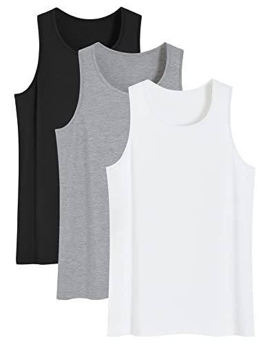 Latuza Herren Bambus Viskose Tank Top Unterhemd, Schwarz/Weiß/Hellgrau, S von Latuza