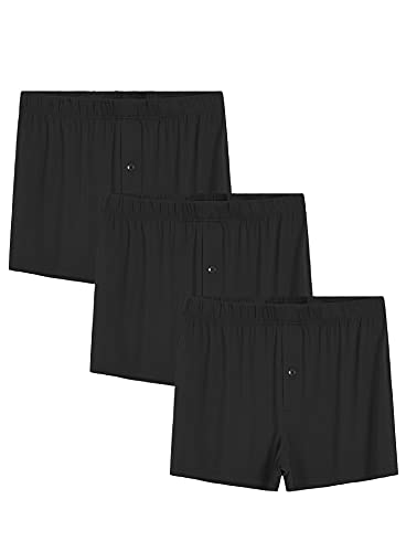 Latuza Herren Bambus Viskose Unterwäsche Boxershorts Trunk Slips 3er Pack, Black（3 Pack）, Large von Latuza