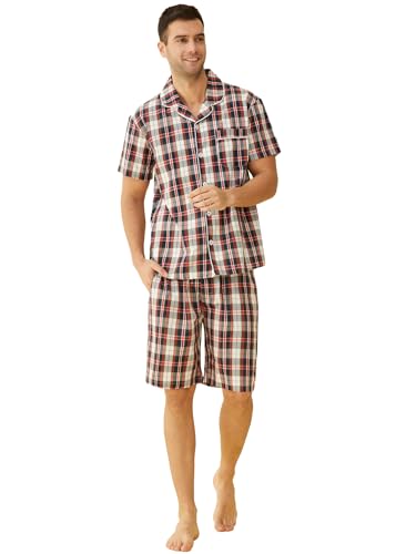 Latuza Herren Baumwolle Woven Short Nachtwäsche Pyjama Set XX-Large Navy & Red von Latuza