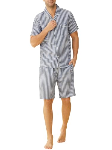 Latuza Herren Baumwolle Woven kurz nachtwäsche Pyjama Set klein Charcoal Stripe von Latuza