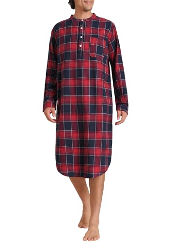 Latuza Herren Langarm Baumwolle Flanell Nachthemd Nachthemd Nachthemd, Red, Medium von Latuza