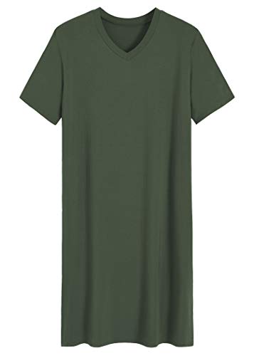 Latuza Herren-Nachthemd, Bambus-Viskose, kurzärmelig, Schlafshirt, Grün (Army Green), Medium von Latuza