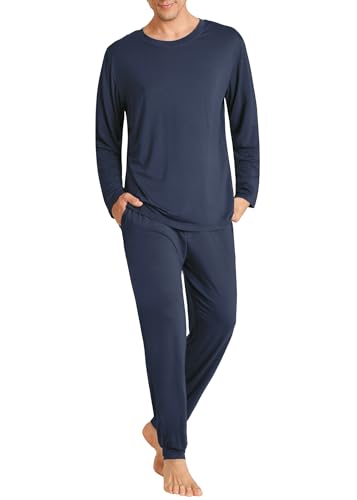 Latuza Herren-Schlaf-Shirt, Jogger, Pyjamahose, Lounge-Set aus Viskose, Marineblau, XX-Large von Latuza