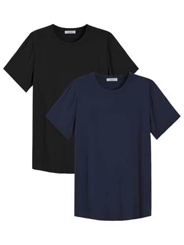Latuza Kühlendes T-Shirt für Herren, Bambusviskose, Rundhalsausschnitt, 2er-Pack, Schwarz und Marineblau, Mittel Latuza Kühlendes T-Shirt für Herren, Bambusviskose, Rundhalsausschnitt, 2er-Pack, Schwarz und Marineblau, Mittel von Latuza