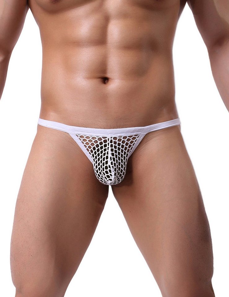 Lau-Fashion Tanga Herren String Weiß Transparent Fishnet Micro Unterwäsche Gay M/L/XL von Lau-Fashion