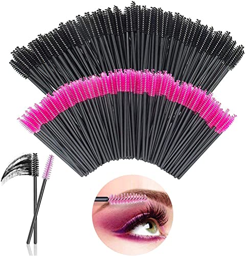 [200 Stück]Wimpernbürstchen, LauCentral Einweg Mascara bürstchen, Krystall Wimpernbürsten für Schminken Rosa/Schwarz, Mascara Eyelash Brushes, Für Beauty-Salon und Hausgebrauch SCHWARZ&ROSE von LauCentral