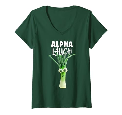 Damen Alpha Lauch Kostüm Karneval Gemüse Lauch T-Shirt mit V-Ausschnitt Damen Alpha Lauch Kostüm Karneval Gemüse Lauch T-Shirt mit V-Ausschnitt von Lauch und Gemüse Karneval Kostüme