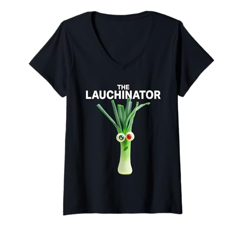 Damen Lauchinator Lauch Kostüm Karneval Gemüse Lauch T-Shirt mit V-Ausschnitt Damen Lauchinator Lauch Kostüm Karneval Gemüse Lauch T-Shirt mit V-Ausschnitt von Lauch und Gemüse Karneval Kostüme