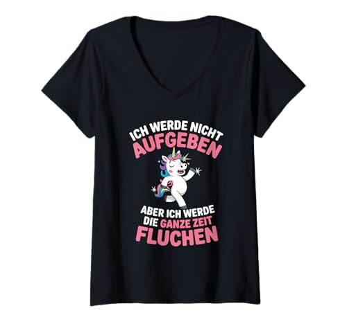 Damen Ich Werde Nicht Aufgeben Einhorn Laufen Sport Joggen Lustig T-Shirt mit V-Ausschnitt Damen Ich Werde Nicht Aufgeben Einhorn Laufen Sport Joggen Lustig T-Shirt mit V-Ausschnitt von Laufen Joggen Sport