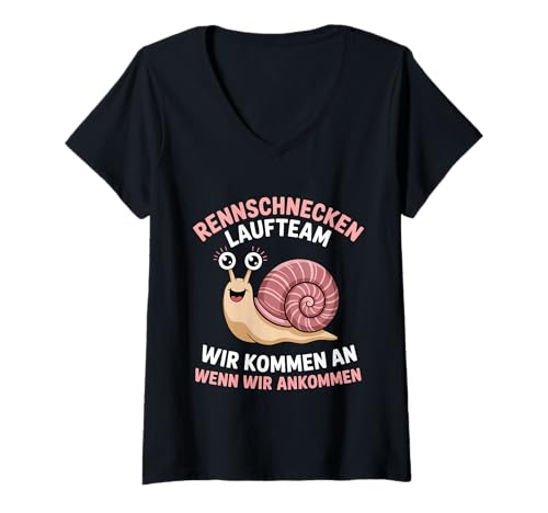 Damen Rennschnecken Laufteam Laufen Sport Joggen Lustig T-Shirt mit V-Ausschnitt Damen Rennschnecken Laufteam Laufen Sport Joggen Lustig T-Shirt mit V-Ausschnitt von Laufen Joggen Sport