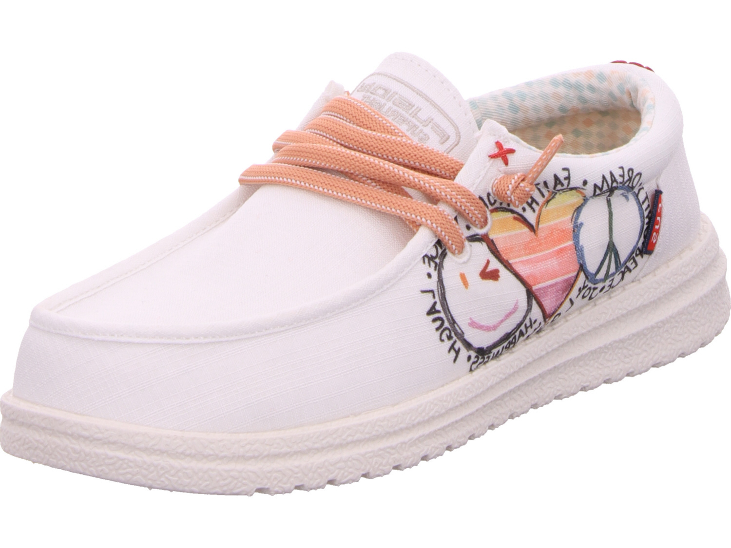 female Sportliche Slipper weiss Emma grafiti peace love 40 von Laufsteg