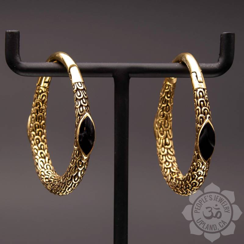 Volksschmuck - Messing Marquise Clicker Mit Natürlichem Material von LaughingBuddhaStudio