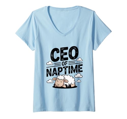 Damen Geschäftsführer von Naptime Funny Sheep Lover Sleep T-Shirt mit V-Ausschnitt Damen Geschäftsführer von Naptime Funny Sheep Lover Sleep T-Shirt mit V-Ausschnitt von Laughter Is The Best Medicine Apparel Co.