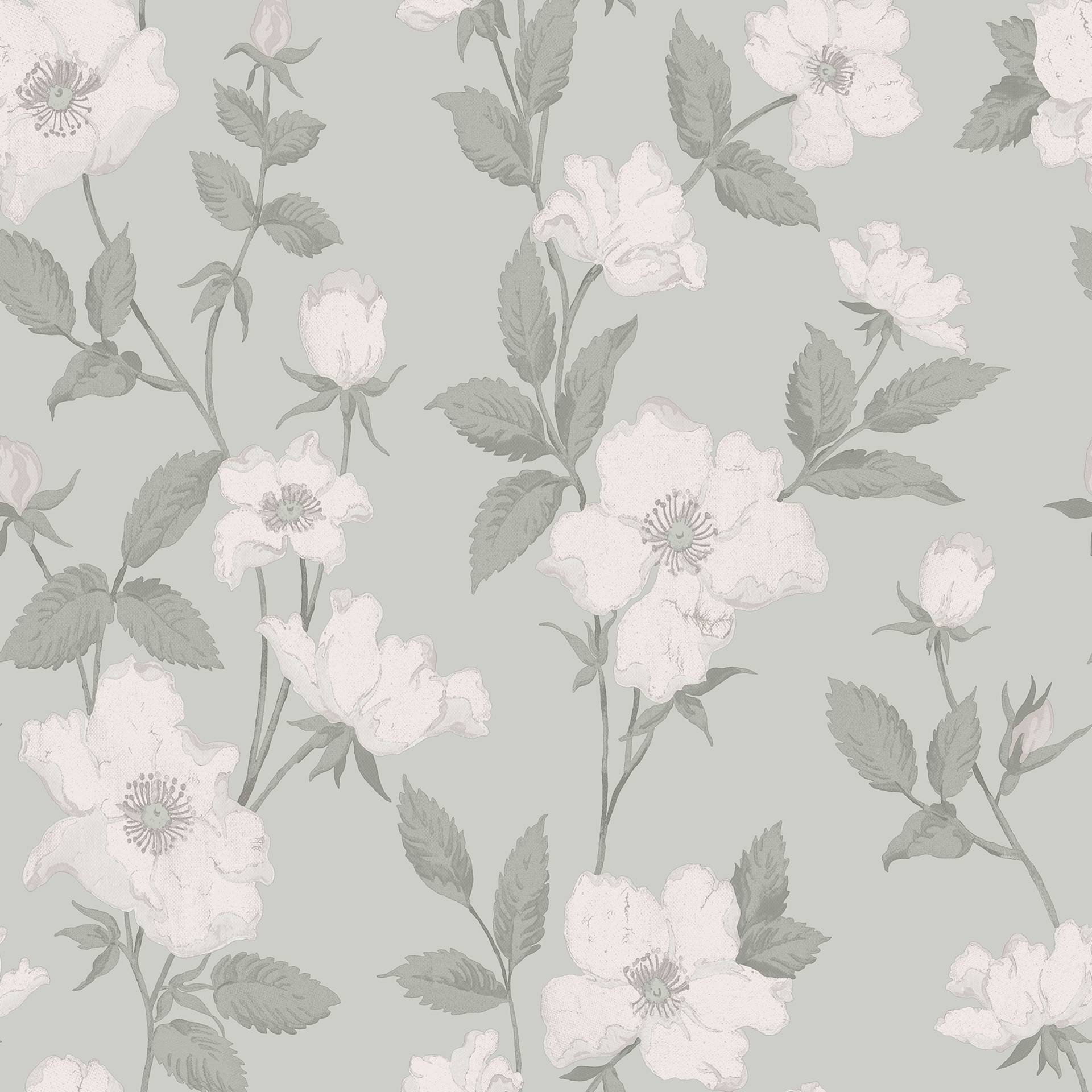 LAURA ASHLEY Vliestapete "Laura Ashley Fleurir Smoke Green Vliestapete", geblümt von Laura Ashley