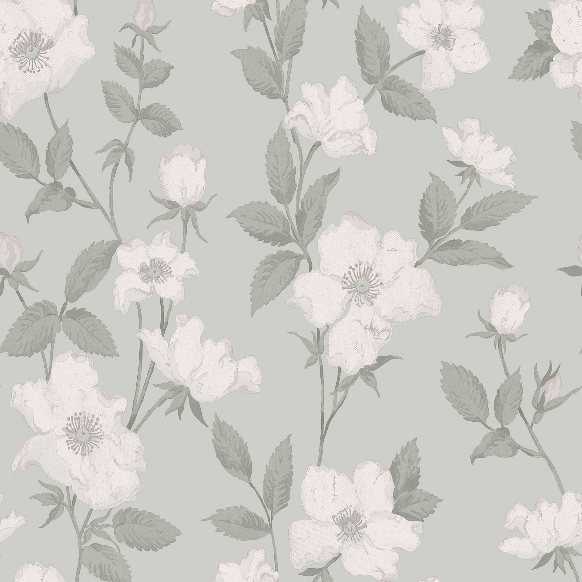 LAURA ASHLEY Vliestapete "Laura Ashley Fleurir Smoke Green Vliestapete" geblümt glatt Laura Ashley Fleurir Smoke Green Vliestapete von Laura Ashley