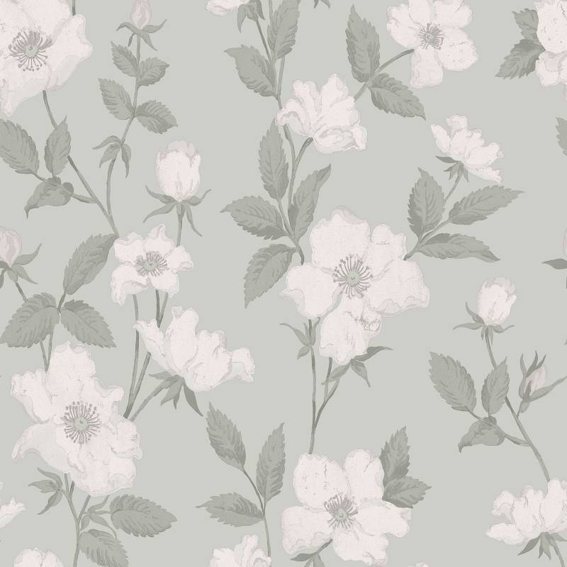 LAURA ASHLEY Vliestapete "Laura Ashley Fleurir Smoke Green Vliestapete" geblümt glatt Laura Ashley Fleurir Smoke Green Vliestapete von Laura Ashley