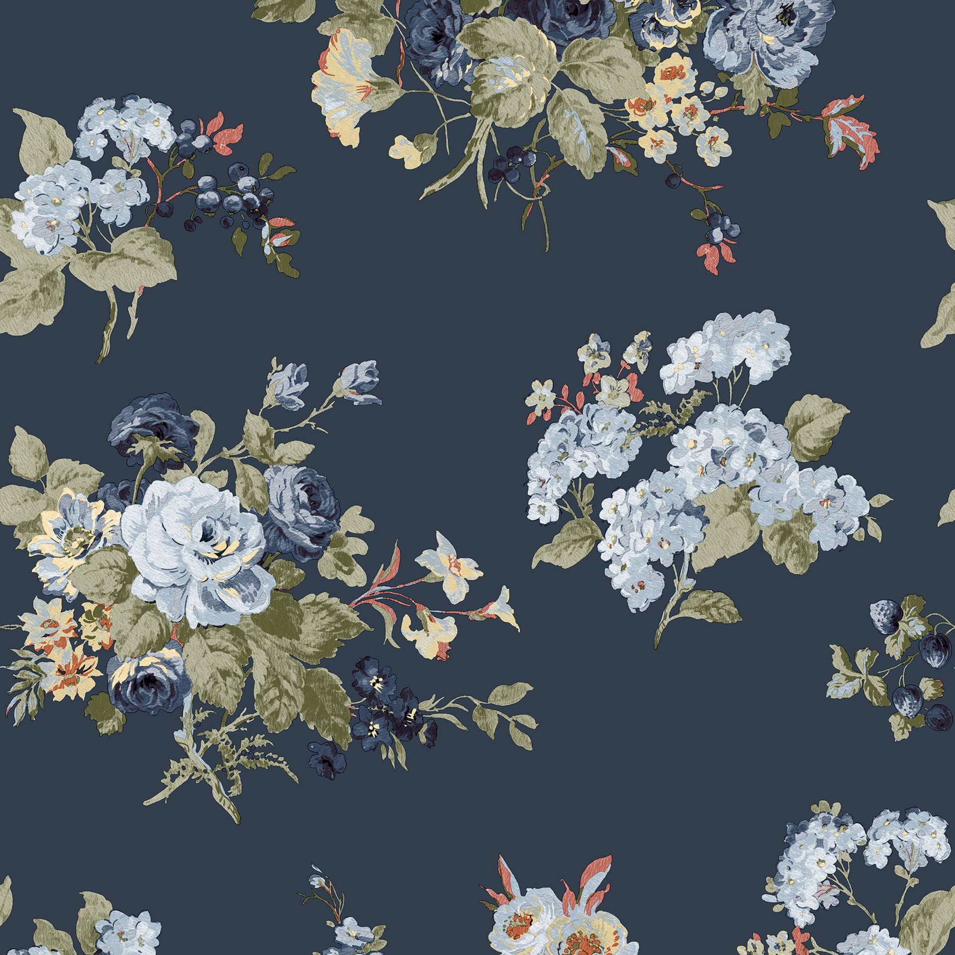 LAURA ASHLEY Vliestapete "Laura Ashley Rosemore Midnight Seaspray Vliestapete" geblümt glatt Laura Ashley Rosemore Midnight Seaspray Vliestapete von Laura Ashley