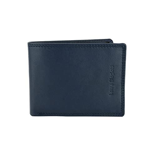 BIAGIOTTI Herren Geldbörse aus echtem Leder, mit Münzfach und Geschenkbox, Navy 992 Slim, Klassisch von Laura Biagiotti