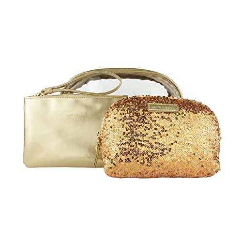 Laura Biagiotti Clutch für Damen, 3 Stück, wasserdicht, Make-Up-Tasche und Kosmetikbeutel mit Box, Gold 282 von Laura Biagiotti