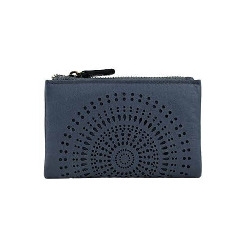 Laura Biagiotti Damen Geldbörse aus Echtem Leder, mit Geometrischem Durchbruchmuster, Klein und Kompakt, mit Geschenkbox von Laura Biagiotti