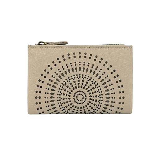 Laura Biagiotti Damen Geldbörse aus Echtem Leder, mit Geometrischem Durchbruchmuster, Klein und Kompakt, mit Geschenkbox von Laura Biagiotti