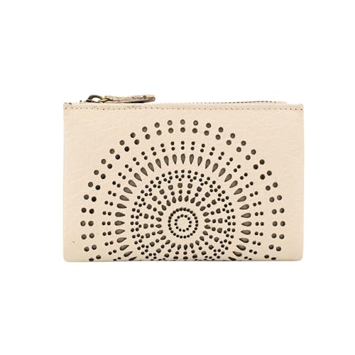 Laura Biagiotti Damen Geldbörse aus Echtem Leder, mit Geometrischem Durchbruchmuster, Klein und Kompakt, mit Geschenkbox von Laura Biagiotti