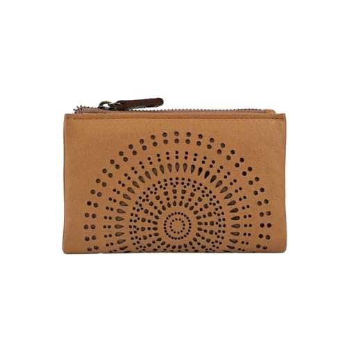 Laura Biagiotti Damen Geldbörse aus Echtem Leder, mit Geometrischem Durchbruchmuster, Klein und Kompakt, mit Geschenkbox von Laura Biagiotti