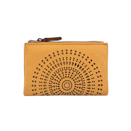 Laura Biagiotti Damen Geldbörse aus Echtem Leder, mit Geometrischem Durchbruchmuster, Klein und Kompakt, mit Geschenkbox von Laura Biagiotti