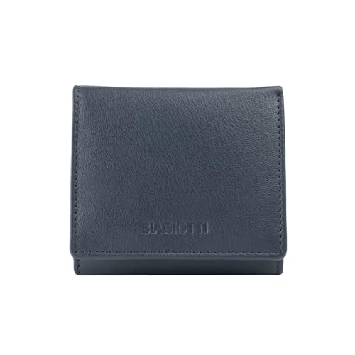 Laura Biagiotti Kleine Geldbörse aus echtem Leder für Damen und Herren, Unisex, mit Kartenhalter und Münzfach, mit Box, Navy 45, Casual von Laura Biagiotti