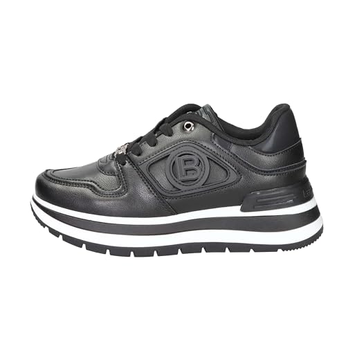 Laura Biagiotti Sneakers Hohe Mode 9234 Sportschuh Schnürsenkel Stoff personalisierte weiche Einlegesohle, Schwarz , 38 EU von Laura Biagiotti