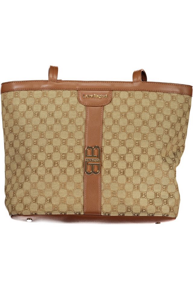 Laura Biagiotti Umhängetasche, Elegante Damen Schultertasche beige mit Kontrastdetails & Reißverschl von Laura Biagiotti