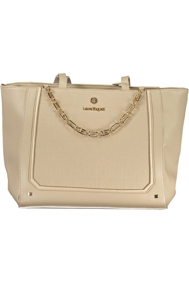 Laura Biagiotti Umhängetasche, Zeitlose Eleganz: Beige Handtasche mit Kontrasten & Schutzfüßen von Laura Biagiotti