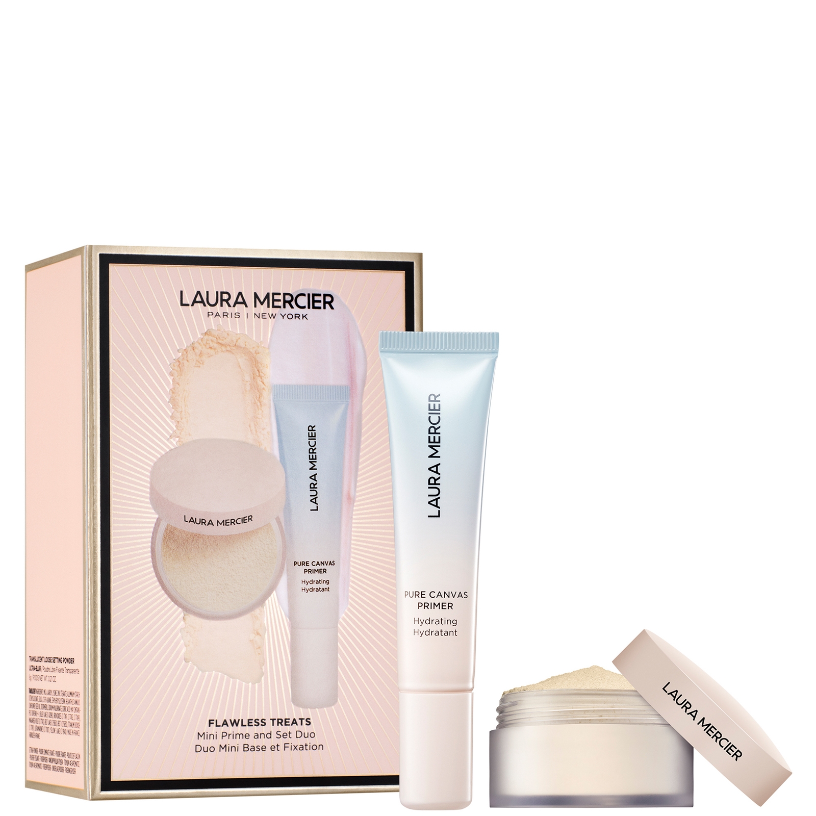 Laura Mercier -Flawless Treats Mini Prime + Set Duo - Mini Hydrating Primer + Mini Ultra Blur in Translucent Laura Mercier -Flawless Treats Mini Prime + Set Duo - Mini Hydrating Primer + Mini Ultra Blur in Translucent von Laura Mercier