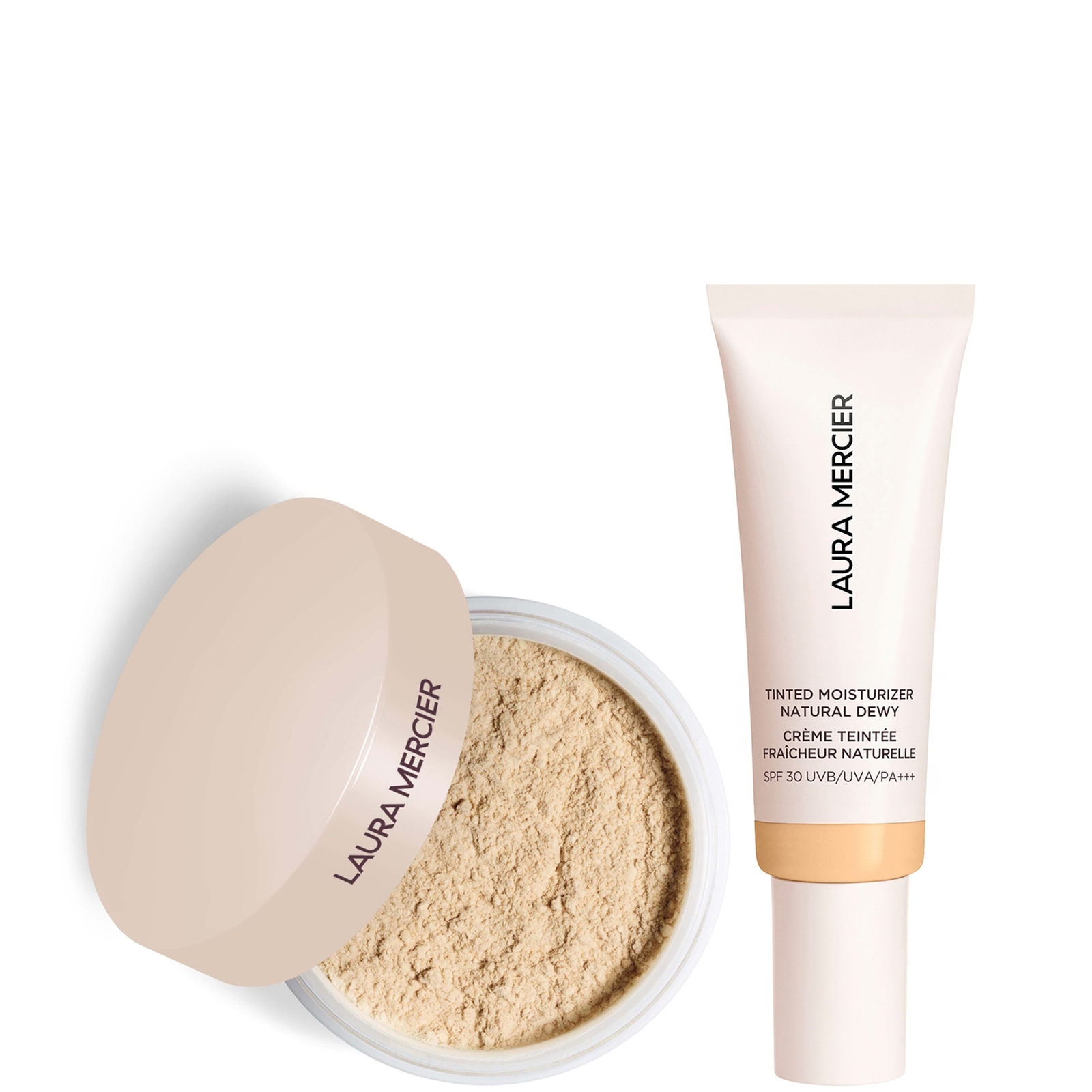 Laura Mercier Mini Translucent Loose Setting Powder Ultra Blur and Tinted Moisturiser Natural Dewy SPF 30 Duo (Various Shades) - 1W Blonde von Laura Mercier
