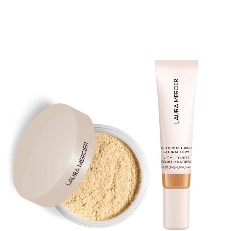 Laura Mercier Mini Translucent Loose Setting Powder Ultra Blur and Travel Size Tinted Moisturiser Dewy Duo (various shades) - 4N Teak von Laura Mercier